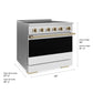 ZLINE Autograph 36 in. 5.2 cu. ft. Marino Induction Range with 5 Element Cooktop and Electric Convection Oven in Satin Stainless Steel with White Matte Door and Champagne Bronze Accents, MINRSZ-WM-36-CB - Dimensions Diagram