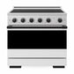 ZLINE Autograph Edition 36 in. 5.2 cu. ft. Marino Induction Range with 5 Element Cooktop and Electric Convection Oven in Satin Stainless Steel with White Matte Door and Matte Black Accents, MINRSZ-WM-36-MB