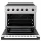 ZLINE Autograph Edition 36 in. 5.2 cu. ft. Marino Induction Range with 5 Element Cooktop and Electric Convection Oven in Satin Stainless Steel with White Matte Door and Matte Black Accents, MINRSZ-WM-36-MB