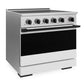 ZLINE Autograph Edition 36 in. 5.2 cu. ft. Marino Induction Range with 5 Element Cooktop and Electric Convection Oven in Satin Stainless Steel with White Matte Door and Matte Black Accents, MINRSZ-WM-36-MB