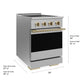 ZLINE Autograph 24 in. 3.2 cu. ft. Marino Induction Range with 3 Element Cooktop and Electric Convection Oven in Stainless Steel with Champagne Bronze Accents, MINRZ-24-CB - Dimensions Diagram