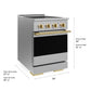 ZLINE Autograph Edition 24 in. 3.2 cu. ft. Marino Induction Range with 3 Element Cooktop and Electric Convection Oven in Stainless Steel with Polished Gold Accents, MINRZ-24-G