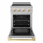 ZLINE Autograph Edition 24 in. 3.2 cu. ft. Marino Induction Range with 3 Element Cooktop and Electric Convection Oven in Stainless Steel with Polished Gold Accents, MINRZ-24-G