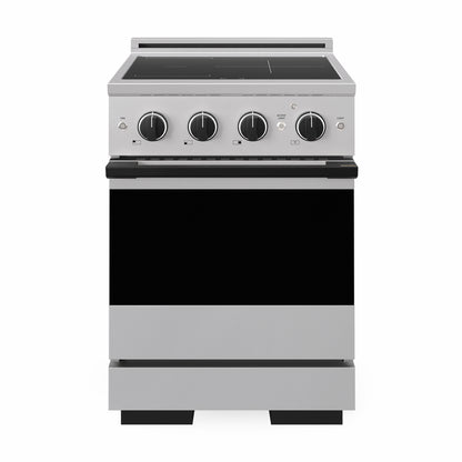 ZLINE Autograph Edition 24 in. 3.2 cu. ft. Marino Induction Range with 3 Element Cooktop and Electric Convection Oven in Stainless Steel with Matte Black Accents, MINRZ-24-MB