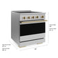 ZLINE Autograph 30 in. 4.2 cu. ft. Marino Induction Range with 4 Element Cooktop and Electric Convection Oven in Stainless Steel with Champagne Bronze Accents, MINRZ-30-CB - Dimensions Diagram