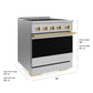 ZLINE Autograph Edition 30 in. 4.2 cu. ft. Marino Induction Range with 4 Element Cooktop and Electric Convection Oven in Stainless Steel with Polished Gold Accents, MINRZ-30-G