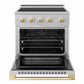 ZLINE Autograph Edition 30 in. 4.2 cu. ft. Marino Induction Range with 4 Element Cooktop and Electric Convection Oven in Stainless Steel with Polished Gold Accents, MINRZ-30-G