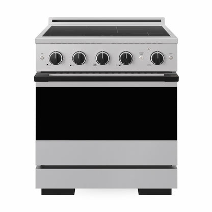 ZLINE Autograph Edition 30 in. 4.2 cu. ft. Marino Induction Range with 4 Element Cooktop and Electric Convection Oven in Stainless Steel with Matte Black Accents, MINRZ-30-MB