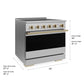 ZLINE Autograph 36 in. 5.2 cu. ft. Marino Induction Range with 5 Element Cooktop and Electric Convection Oven in Stainless Steel with Champagne Bronze Accents, MINRZ-36-CB - Dimensions Diagram