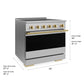 ZLINE Autograph Edition 36 in. 5.2 cu. ft. Marino Induction Range with 5 Element Cooktop and Electric Convection Oven in Stainless Steel with Polished Gold Accents, MINRZ-36-G
