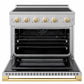 ZLINE Autograph Edition 36 in. 5.2 cu. ft. Marino Induction Range with 5 Element Cooktop and Electric Convection Oven in Stainless Steel with Polished Gold Accents, MINRZ-36-G