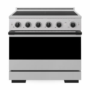 ZLINE Autograph Edition 36 in. 5.2 cu. ft. Marino Induction Range with 5 Element Cooktop and Electric Convection Oven in Stainless Steel with Matte Black Accents, MINRZ-36-MB
