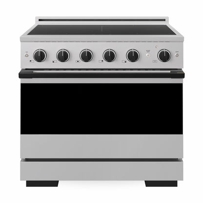 ZLINE Autograph Edition 36 in. 5.2 cu. ft. Marino Induction Range with 5 Element Cooktop and Electric Convection Oven in Stainless Steel with Matte Black Accents, MINRZ-36-MB
