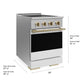 ZLINE Autograph 24 in. 3.2 cu. ft. Marino Induction Range with 3 Element Cooktop and Electric Convection Oven in Stainless Steel with White Matte Door and Champagne Bronze Accents, MINRZ-WM-24-CB - Dimensions Diagram
