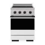 ZLINE Autograph 24 in. 3.2 cu. ft. Marino Induction Range with 3 Element Cooktop and Electric Convection Oven in Stainless Steel with White Matte Door and Matte Black Accents, MINRZ-WM-24-MB - Front Hero View