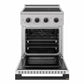 ZLINE Autograph 24 in. 3.2 cu. ft. Marino Induction Range with 3 Element Cooktop and Electric Convection Oven in Stainless Steel with White Matte Door and Matte Black Accents, MINRZ-WM-24-MB - Front View with Oven Door Open