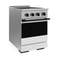 ZLINE Autograph 24 in. 3.2 cu. ft. Marino Induction Range with 3 Element Cooktop and Electric Convection Oven in Stainless Steel with White Matte Door and Matte Black Accents, MINRZ-WM-24-MB - Side View
