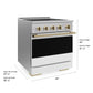ZLINE Autograph 30 in. 4.2 cu. ft. Marino Induction Range with 4 Element Cooktop and Electric Convection Oven in Stainless Steel with White Matte Door and Champagne Bronze Accents, MINRZ-WM-30-CB - Dimensions Diagram