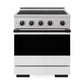 ZLINE Autograph Edition 30 in. 4.2 cu. ft. Marino Induction Range with 4 Element Cooktop and Electric Convection Oven in Stainless Steel with White Matte Door and Matte Black Accents, MINRZ-WM-30-MB