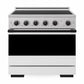 ZLINE Autograph Edition 36 in. 5.2 cu. ft. Marino Induction Range with 5 Element Cooktop and Electric Convection Oven in Stainless Steel with White Matte Door and Matte Black Accents, MINRZ-WM-36-MB