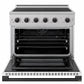 ZLINE Autograph Edition 36 in. 5.2 cu. ft. Marino Induction Range with 5 Element Cooktop and Electric Convection Oven in Stainless Steel with White Matte Door and Matte Black Accents, MINRZ-WM-36-MB