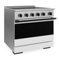 ZLINE Autograph Edition 36 in. 5.2 cu. ft. Marino Induction Range with 5 Element Cooktop and Electric Convection Oven in Stainless Steel with White Matte Door and Matte Black Accents, MINRZ-WM-36-MB