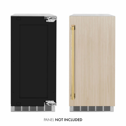 ZLINE Autograph 15" Touchstone Nugget Ice Maker in Panel-Ready Door with Polished Gold Handle, INGDPZ-15-G