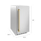 ZLINE Autograph 15" Touchstone Nugget Ice Maker in Stainless Steel Door with Champagne Bronze Handle, INGDZ-ST-15-CB