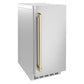 ZLINE Autograph 15" Touchstone Nugget Ice Maker in Stainless Steel Door with Champagne Bronze Handle, INGDZ-ST-15-CB