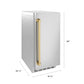 ZLINE Autograph 15" Touchstone Nugget Ice Maker in Stainless Steel Door with Polished Gold Handle, INGDZ-ST-15-G