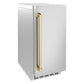ZLINE Autograph 15" Touchstone Nugget Ice Maker in Stainless Steel Door with Polished Gold Handle, INGDZ-ST-15-G