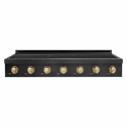 ZLINE Autograph Edition 48" Paramount Induction Rangetop with 7 Element Cooktop in Black Stainless Steel and Champagne Bronze Accents, SINRTBZ-48-CB