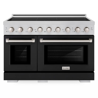 ZLINE 48" Paramount Induction Range with 7 Element Cooktop in Stainless Steel with Black Matte Doors, SINR-BLM-48