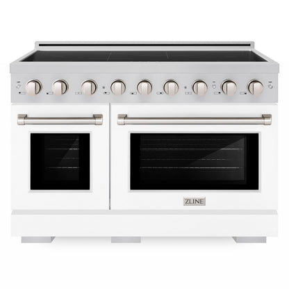 ZLINE 48" Paramount Induction Range with 7 Element Cooktop in Stainless Steel with White Matte Doors, SINR-WM-48