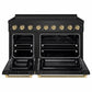 ZLINE Autograph Edition 48" Paramount Induction Range with 7 Element Cooktop in Black Stainless Steel with Champagne Bronze Helix Handles and Knob Accents, SINRBZ-48-KCB