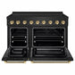 ZLINE Autograph Edition 48" Paramount Induction Range with 7 Element Cooktop in Black Stainless Steel with Polished Gold Helix Handles and Knob Accents, SINRBZ-48-KG