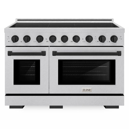 ZLINE Autograph Edition 48" Paramount Induction Range with 7 Element Cooktop in Satin Stainless Steel with Matte Black Accents, SINRSZ-48-MB