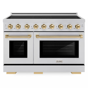 ZLINE Autograph Edition 48" Paramount Induction Range with 7 Element Cooktop in Stainless Steel with Polished Gold Accents, SINRZ-48-G