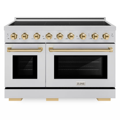 ZLINE Autograph Edition 48" Paramount Induction Range with 7 Element Cooktop in Stainless Steel with Polished Gold Accents, SINRZ-48-G