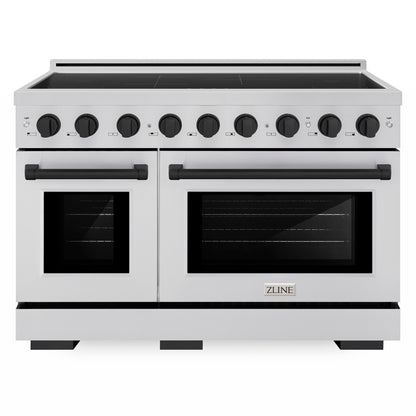 ZLINE Autograph Edition 48" Paramount Induction Range with 7 Element Cooktop in Stainless Steel with Matte Black Accents, SINRZ-48-MB