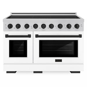 ZLINE Autograph Edition 48" Paramount Induction Range with 7 Element Cooktop in Stainless Steel with White Matte Doors and Matte Black Accents, SINRZ-WM-48-MB
