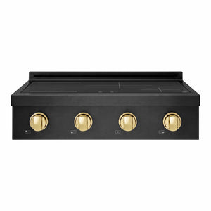 ZLINE Autograph Edition 30" Paramount Induction Rangetop with 4 Element Cooktop in Black Stainless Steel and Polished Gold Accents, SINRTBZ-30-G