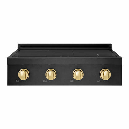 ZLINE Autograph Edition 30" Paramount Induction Rangetop with 4 Element Cooktop in Black Stainless Steel and Polished Gold Accents, SINRTBZ-30-G