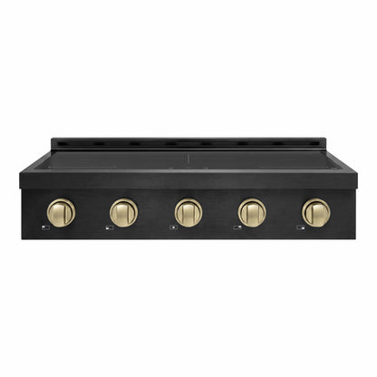 ZLINE Autograph Edition 36" Paramount Induction Rangetop with 5 Element Cooktop in Black Stainless Steel and Champagne Bronze Accents, SINRTBZ-36-CB