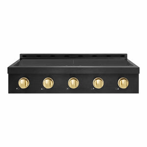 ZLINE Autograph Edition 36" Paramount Induction Rangetop with 5 Element Cooktop in Black Stainless Steel and Polished Gold Accents, SINRTBZ-36-G