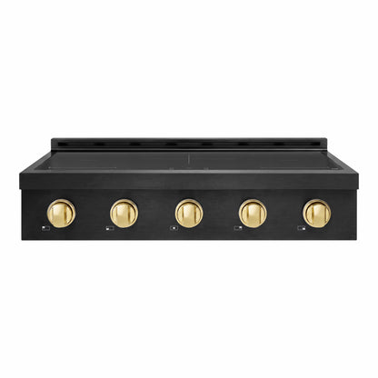 ZLINE Autograph Edition 36" Paramount Induction Rangetop with 5 Element Cooktop in Black Stainless Steel and Polished Gold Accents, SINRTBZ-36-G