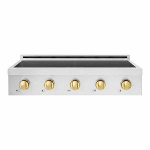 ZLINE Autograph Edition 36" Paramount Induction Rangetop with 5 Element Cooktop in Satin Stainless Steel and Polished Gold Accents, SINRTSZ-36-G