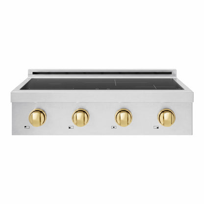 ZLINE Autograph Edition 30" Paramount Induction Rangetop with 4 Element Cooktop in Stainless Steel and Polished Gold Accents, SINRTZ-30-G