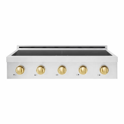 ZLINE Autograph Edition 36" Paramount Induction Rangetop with 5 Element Cooktop in Stainless Steel and Polished Gold Accents, SINRTZ-36-G