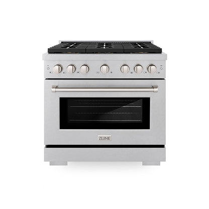 ZLINE 36" 5.2 cu. ft. Paramount Dual Fuel Range with 6 Burner DuoPro™ Cooktop and Electric Convection Oven in Satin Stainless Steel, PSDRS-36
